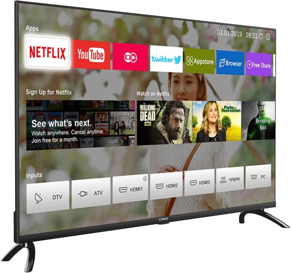 CHiQ L32H7N HD Smart TV, 32 Pouces WiFi, Netflix, Youtube, Prime Video, Facebook, Slim Design
