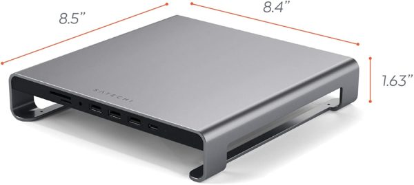 SATECHI Support de Type-C pour iMac en Aluminium avec Données USB-C Intégrées, USB 3.0, Lecteur de Cartes Micro/SD & Prise de Casque Compatible avec iMac Pro et iMac 2016/2017 (Gris Sidéral) – Image 3