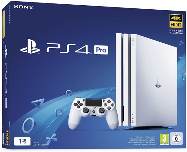 Sony PlayStation 4 Pro 1 To, 1 Manette sans fil DUALSHOCK 4, Châssis G, Blanc (Glacier)